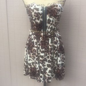 Sz L Intro Animal Print Velvet Mini Dress EUC